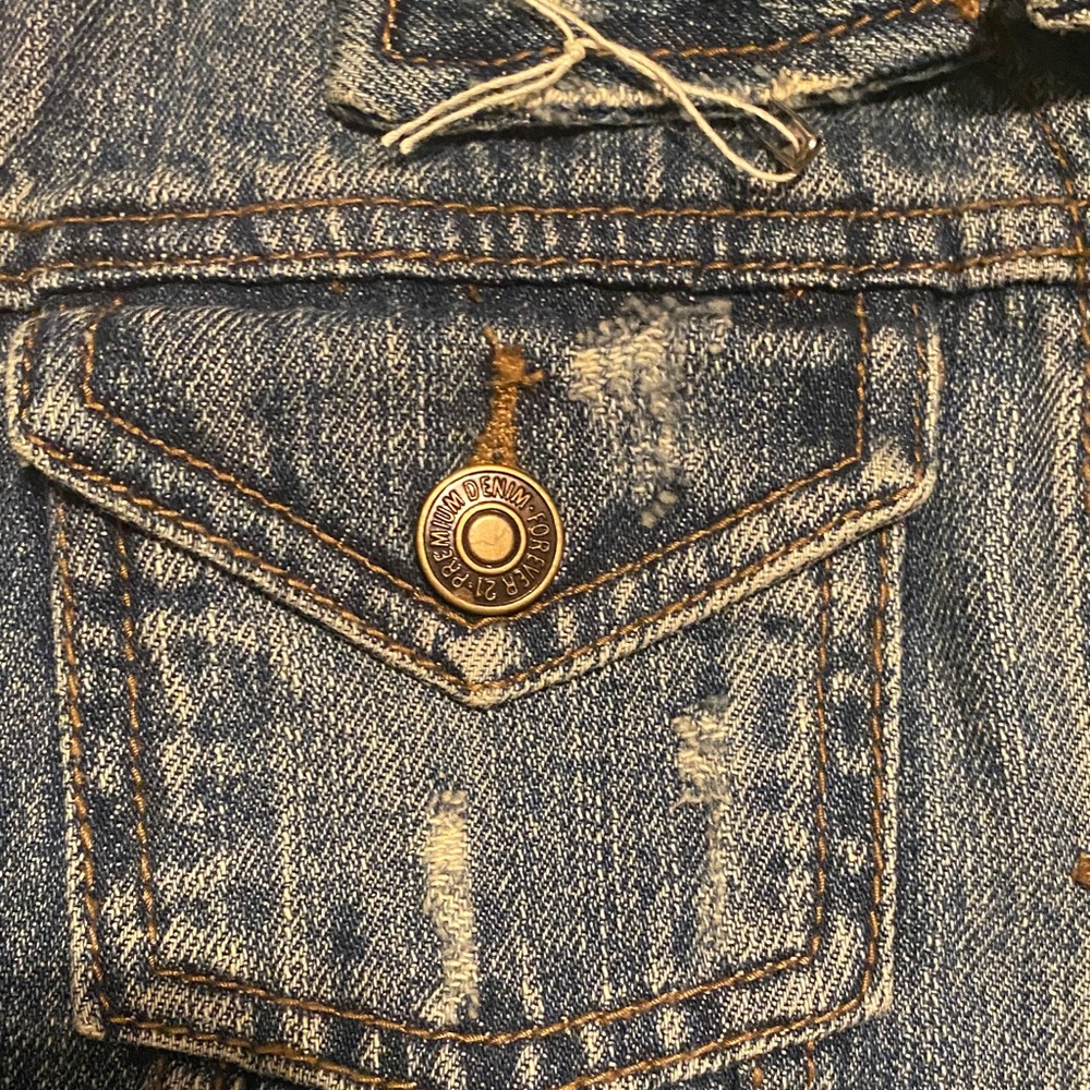 Forever 21 Blue Denim Vest unicorn 🦄 embroidered small - Picture 4 of 7